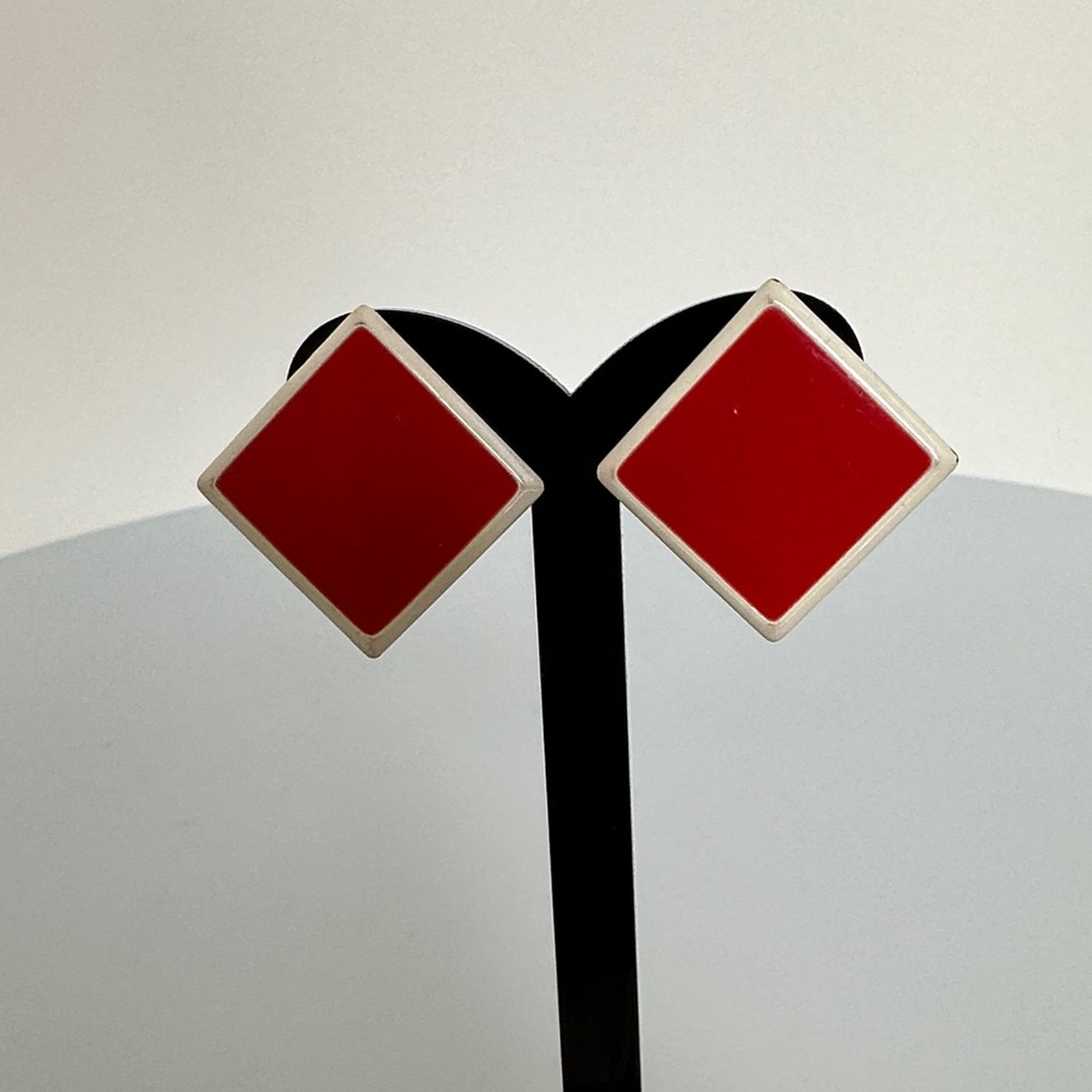 NAPIER Red Diamond-Shaped Earrings